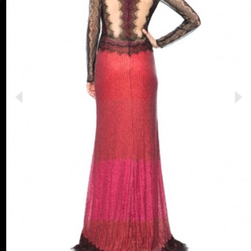 Metallic Chantilly Lace Over Sequin Lace Long Sleeve Gown - Picture 2 of 12